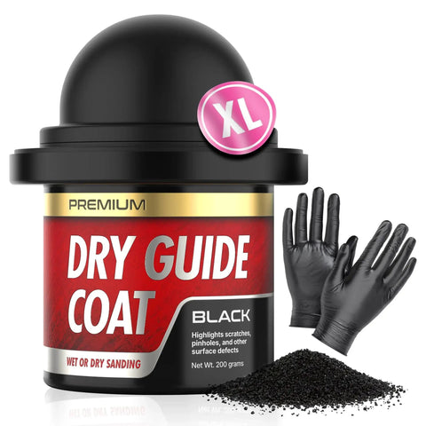 Black Dry Guide Coat Powder Sanding Defects Highlights Scratches Wet Or Dry with gloves, XL container