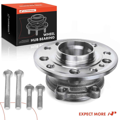 Front Wheel Bearing And Hub Assembly For Mercedes-Benz C300 C350e E300 E350 E450 GLC300 CLS450 GLC43 AMG AWD Compatible Replacement Hub Bearing Set With Precise Fit And Durable Construction And Beefed Up Easy Install with bolts shown
