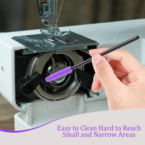 Deep Cleaning Kit For Sewing Machines With Reusable Silicone Bristle Brushes That Reach Every Nook And Cranny, purple brush cleaning spool hub