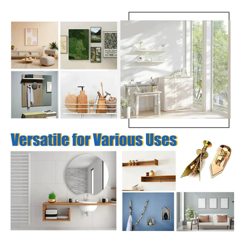 Collage showcasing uses of Self Drilling Drywall Anchors With Screws Kit 200 Pcs Heavy Duty Metal Expansion Anchors for Sheetrock.