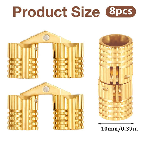 8 Pack Hidden Brass Hinges For Jewelry Boxes And Cabinets Concealed 180 Degree Opening 10mm Size Small Ring Box Hinge