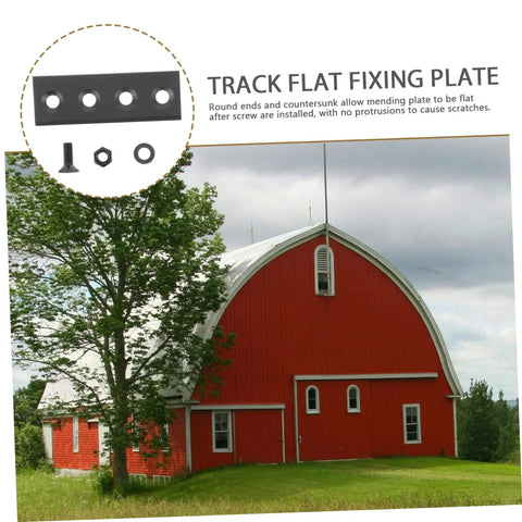 Red barn with Sturdy Metal Barn Door Track Hardware Kit For Sliding Doors Easy To Install Track System With Durable Connectors
