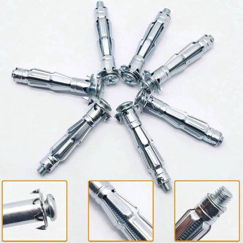 Drywall Anchor Kit For Hollow Walls With Screws 30Pcs M6x52mm Zinc Plated Steel Molly Bolts display with close-up details