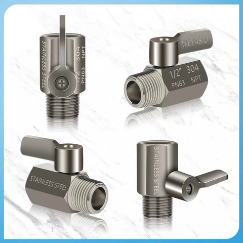 Shower Head Shut Off Valve With Handle Lever And One Half Inch NPT Thread 304 Stainless Steel Water Flow Control Regulator