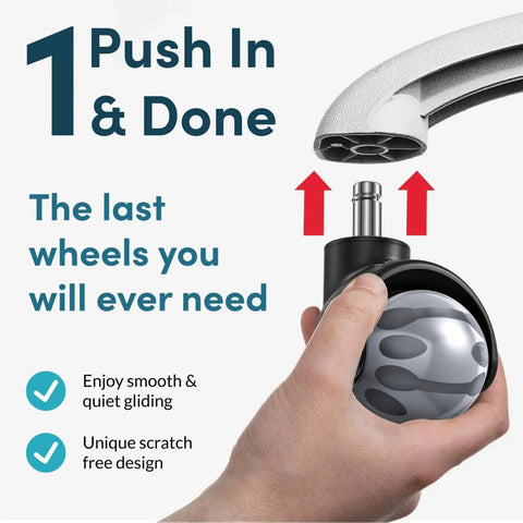 Easy installation of Heavy Duty 2 Inch Office Chair Wheels Set Of 5 For All Floor Surfaces And Carpets With Industrial Steel Cores And Polyurethane Casters