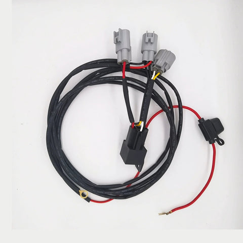 Automotive wiring harness for TMaster 12V brake booster vacuum pump kit, with gray connectors and red/black wires