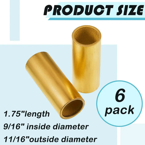Six Piece Trailer Leaf Spring Bushing Kit With Brass Shackle Bushings For Trailer Axle Replacement Double Eye Springs Inner Diameter Nine Sixteenth Inch Outer Diameter Eleven Sixteenth Inch One And Three Quarter Inch Long Tough As Nails Bronze