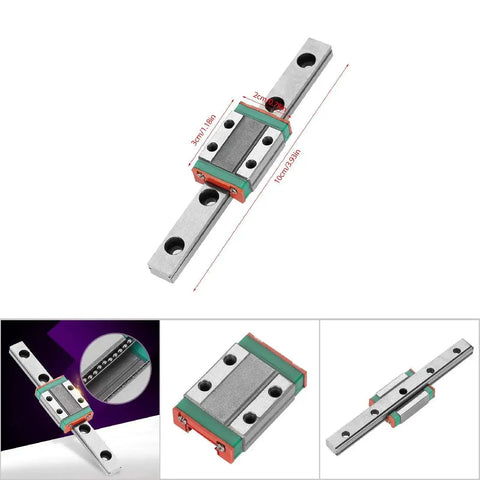 Miniature 9mm Wide Rail Guide Slide Block with Steel Bearings, front view and detailed images, LML9B model, for CNC machines and tools