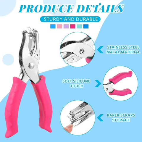 24 Pack Single Hole Punches Handheld One Quarter Inch Metal Paper Puncher With Soft Grip Handles Pro Grade For DIY Crafts