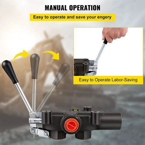 Manual operation of Versatile Hydraulic Directional Control Valve With 1 Spool, 4300 PSI And 21 GPM Flow by VEVOR