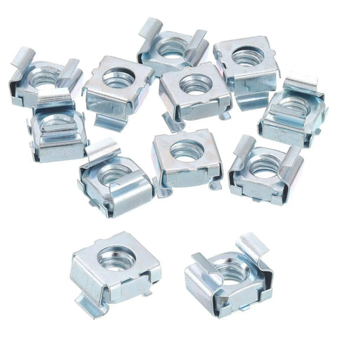 1/4-20 Cage Nut Set for Server Racks, 20 Pieces Snap-In Cage Nuts With Zinc Plated Carbon Steel Construction, Silver Finish