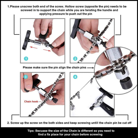 Instructions for Must Have Universal Bike Chain Tool For Road And Mountain Bikes Chain Breaker And Installer Kit Link Splitter