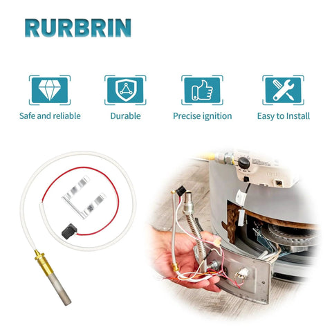 RURBRIN LP thermopile sensor for water heater; white sensor with red lead and mounting hardware.