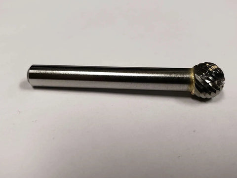 Three Eighths Inch SD-3 Ball Burr Double Cut Solid Carbide Grinding Bit for Precision Deburring Contouring and Shaping Metal Surfaces