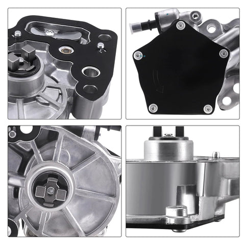 TAUTOY brake vacuum pump for GM vehicles with aluminum housing and black mounting plate, four-angle views