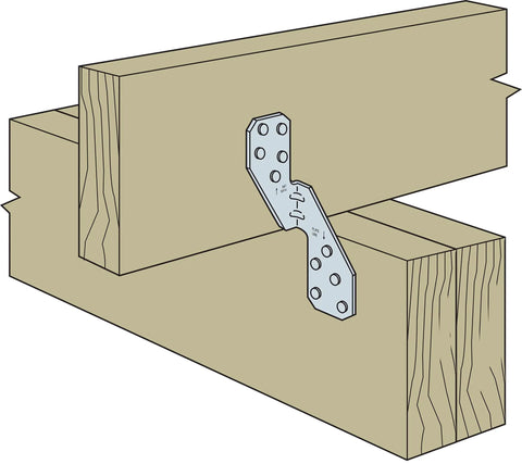 Hurricane Tie H2.5A 18 Gauge Galvanized Structural Tie with embossed bend lines and arrow indicator installed on wood frame