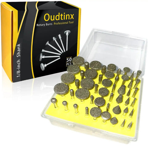 Diamond Coated Grinding Head Set For Dremel Rotary Tool 50 Pcs Includes Cylinder Sphere Umbrella Bullet Needle Tip and more