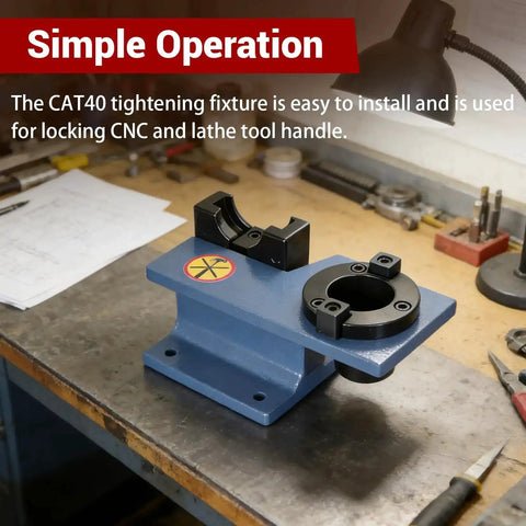 CNC CAT40 Tool Holder Tightening Fixture For Worktable, Lightweight Cast Iron And Aluminum Build on workbench, precise clamp
