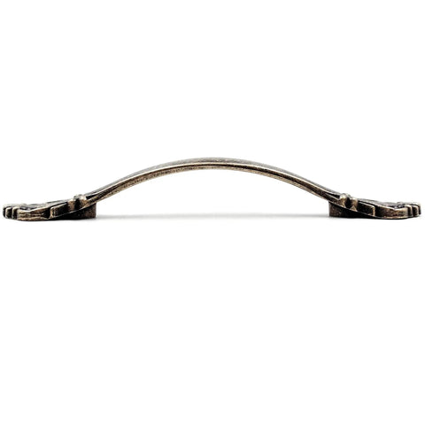 Side view of Antique Bronze Cabinet Handle Pull Ten Pack With 96mm Hole Centers Three And Three Quarter Inch Overall Length 150mm Projection