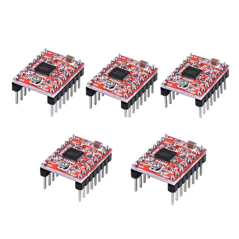 Five Pack A4988 Stepper Motor Driver Modules With Heat Sink for 3D printers, CNC machines, robotics, and Arduino projects