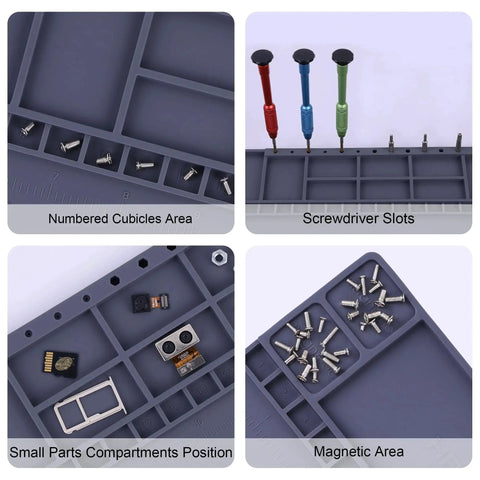 Premium ESD Safe Magnetic Anti Static Electronics Work Mat With Grounding Accessories 932 F Heat Resistant compartments viewed