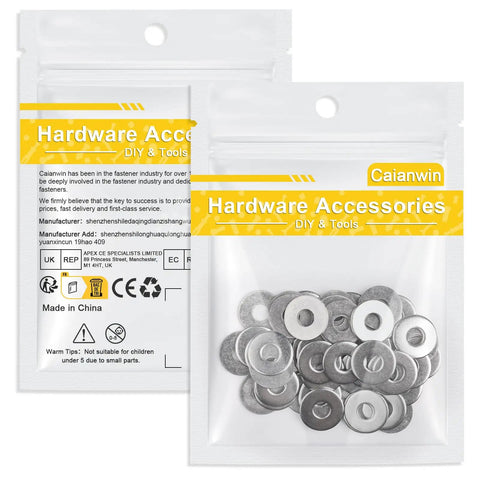 M6 Flat Washers Set 18mm Outer Diameter 1.6mm Thick Stainless Steel 304 A2 Pack Of 20 For M6 Screws Bolts Nuts in packaging