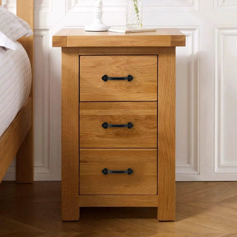 Wooden nightstand with 12 Piece Antique Plum Blossom Zinc Alloy Door And Drawer Pulls Set, Black Gate Handles 4 Inch 102mm installed.