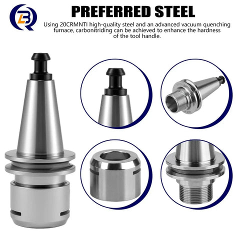 ISO20 ER20 Collet Chuck Holder With G2.0 Balance, High Speed CNC Milling Spindle Tool Set, stainless steel close-up