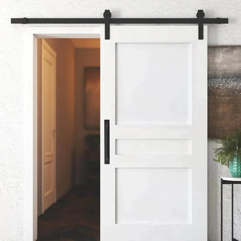 2 Pack Black Barn Door Handles With Plate For Sliding Closet Doors 7.5 Inch Hole Center 8.35 Inch Overall Length Zinc Alloy
