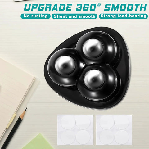 12 Pieces Self Adhesive Appliance Rollers with 360 Degree Rotation Caster Wheels, black ABS shell and stainless steel ball bearings.