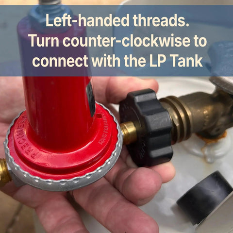 Connecting 0-40 Psi Adjustable LPG Regulator With 48 Inch Thermoplastic Hose And Soft Nosed POL to an LP Tank