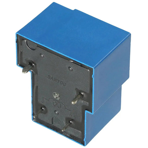 Blue 12V DC General Purpose Power Relay, 4 Pin Normally Open Form A, miniature SPST with high switching capability, back view.