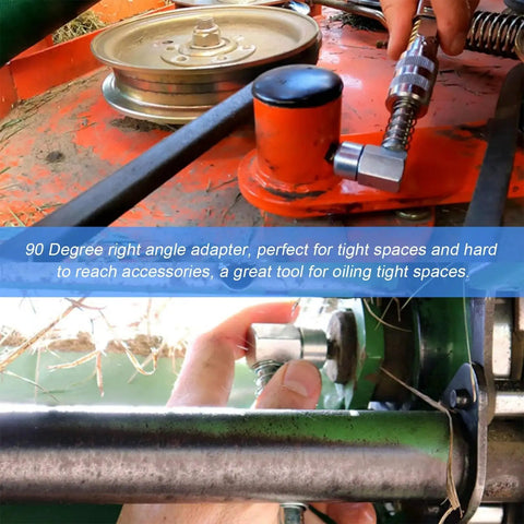 90 Degree Grease Coupler Adapter For Tight Spaces With Heavy Duty Steel Construction And Sleeves Grease Gun Lubrication Tool