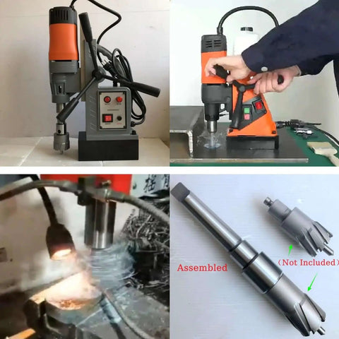 Annular Cutters Arbor MT3 Morse Taper Weldon Shank Drill Press installed on magnetic radial bench lathe for core drilling
