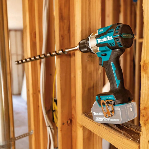 18V LXT Brushless Compact Hammer Drill Driver One Half Inch Cordless Tool Only, 970 Inch Pounds Max Torque on wood frame
