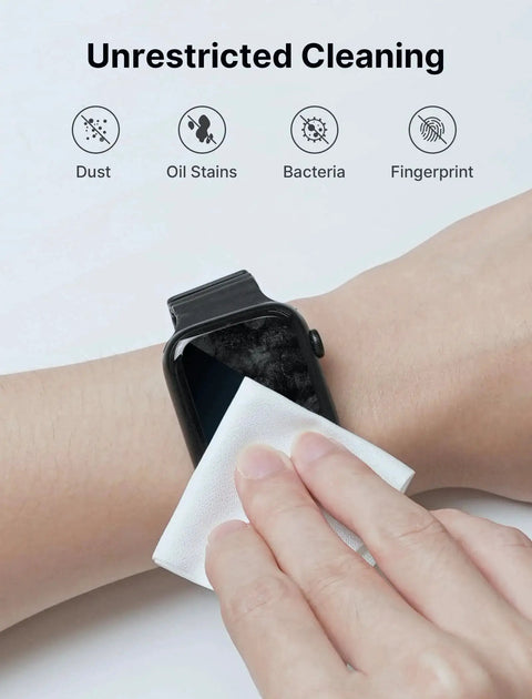 Hand cleaning smartwatch with Microfiber Cleaning Cloth Pack 100 For Glasses Screens Cameras Phones Switch