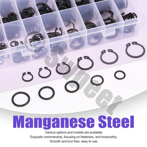 499 Piece Universal O Ring And Retaining Ring Kit For 8mm To 22mm External And Internal Circlips Alloy Steel Snap Rings
