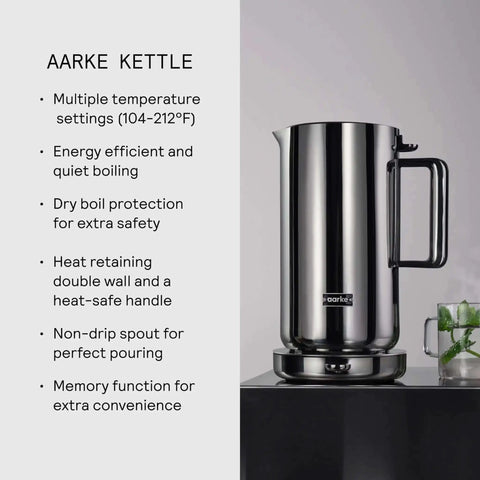 Stainless Steel Electric Kettle With Precision Temperature Control From 104 To 212 F 1200 Milliliters Capacity Double Wall Design