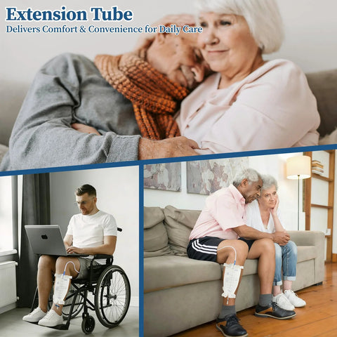 Catheter extension tubing for urinary drainage bags; 36-inch, flexible connector; universal leg bag compatibility (6 pcs)
