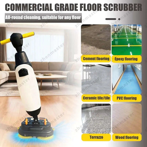 Cordless 3-In-1 Floor Scrubber And Washer Dryer, 17-Inch Wide Dual Tank System cleaning various types of flooring surfaces.
