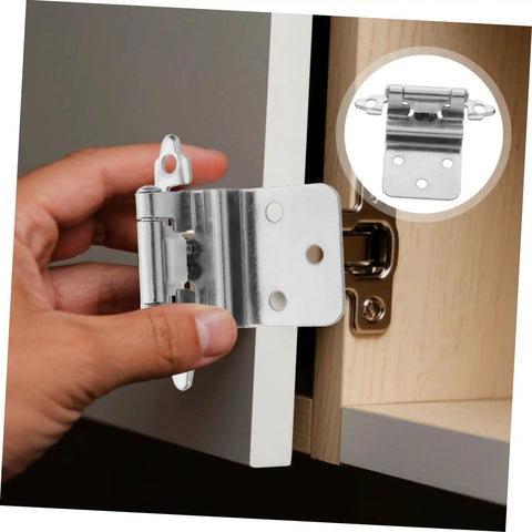 Heavy Duty Recessed Cabinet Hinges With Self Closing Design For Kitchen And Bathroom, 8 Pack, shown installed on a cabinet door.