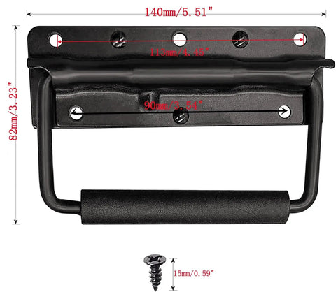 Spring Loaded Case Handle Set Two Pack Heavy Duty Black Surface Mount Chest Handles 140 By 80 Millimeters for Flight Cases