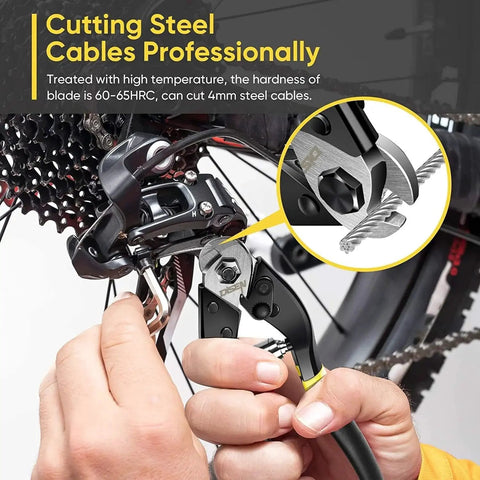 Heavy Duty Wire Cutters For Three Sixteenth Inch Cable And Fence Wire With Safety Lock Spring Loaded Handle And Non Slip Matte Grip Chrome Vanadium Steel Jaw By DISEN For Aluminum Copper And Steel Cable, cutting bicycle steel cables.