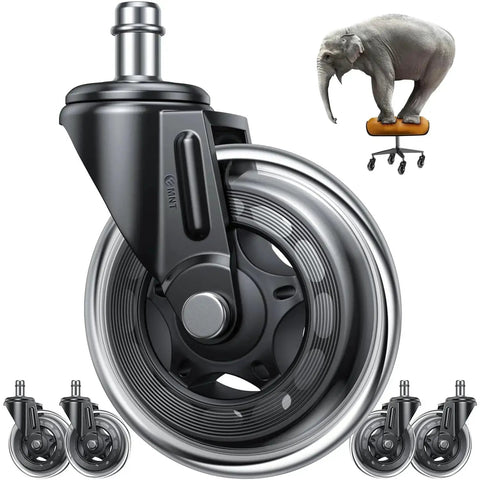 Replacement Office Chair Wheels Set Of 5 3 Inch Heavy Duty Rubber Casters for Quiet Operation and Safe Use All Floor Types
