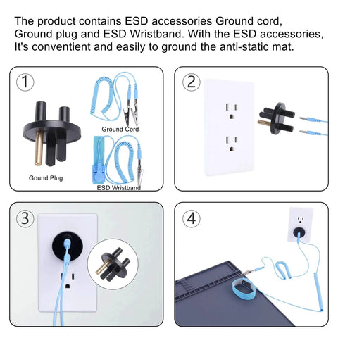 Premium ESD Safe Magnetic Anti Static Electronics Work Mat With Grounding Accessories 932 F Heat Resistant ESD kit setup