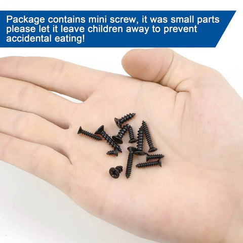 Hand holding mini screws from 450 Piece Mini Screw Kit with Phillips Flat Head Self Tapping Screws M2.3 M2.6 M3.