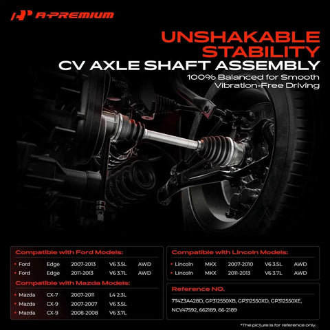 CV Axle Shaft Assembly Front Right Passenger Side For Ford Edge 2007-2013, Lincoln MKX 2007-2013, Mazda CX-7 2007-2011 AWD