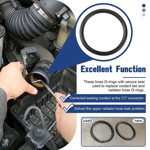 Radiator Hose O Ring Kit With T Pipe Coolant Tee For 5.0L V8 Vehicles 3 Pack shown with installation in engine