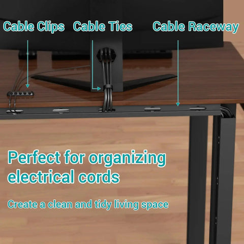 Magnetic Cable Management Raceway Kit Easy Install For Under Desk shown organizing cables on desk
