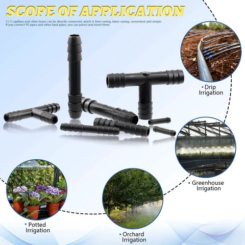 113 Piece Vacuum Connector Set In 12 Sizes, Black Nylon Tubing Connectors For Automotive Hose And Tubing with irrigation examples